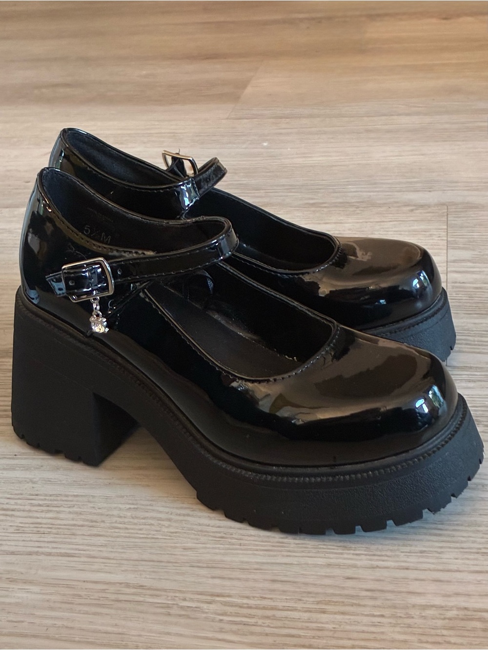 Black Patent Mary Jane Platform Heels